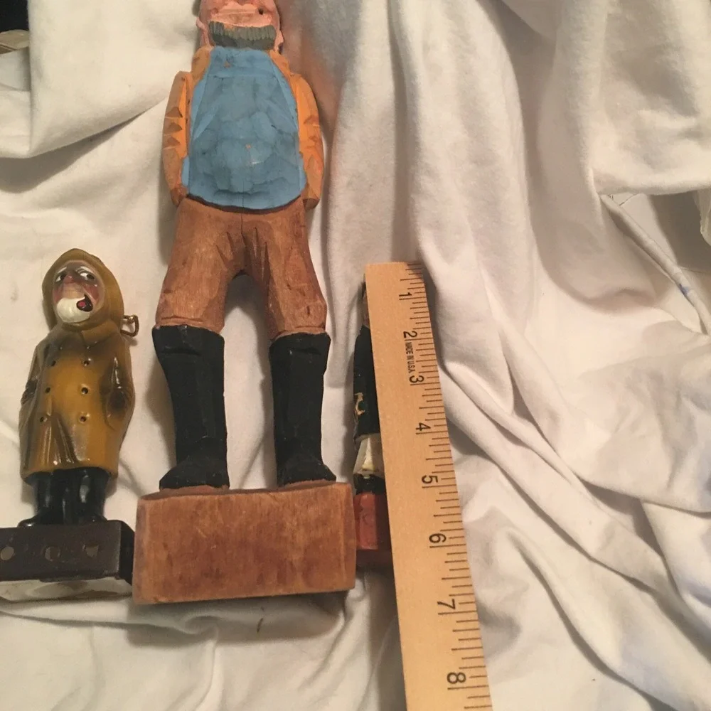 2 Hand Carved Painted Sailor Captains Vintage 1 Ceramic Sachet Holder(rare)